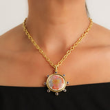 Antique 19th Century Satsuma "Flowers" Pendant with Blue Sapphires