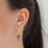 Pear Shaped Amethyst Earring Charms with Bottom Triad