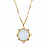 18th Century Gambling Counter Pendant with Pearls and Moonstone