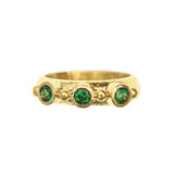 Round Faceted Tsavorite Stack Ring with Gold Dots