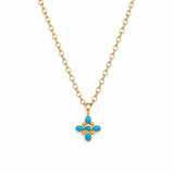 Sleeping Beauty Turquoise "Clover" Pendant With Clip Bale and faceted blue zircon (Copy)