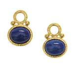 Horizontal Oval Lapis Earring Charms with gold dots