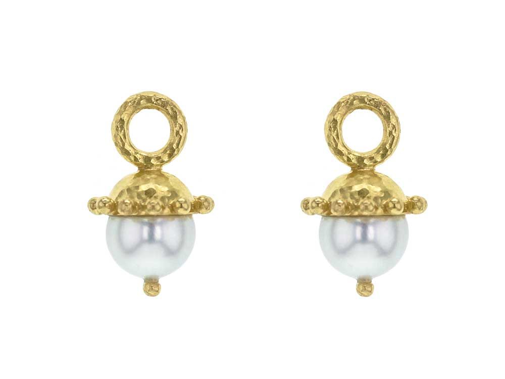 Estate 14KT Yellow Gold Flower Design Cultured Pearl Earring Charms – LSJ