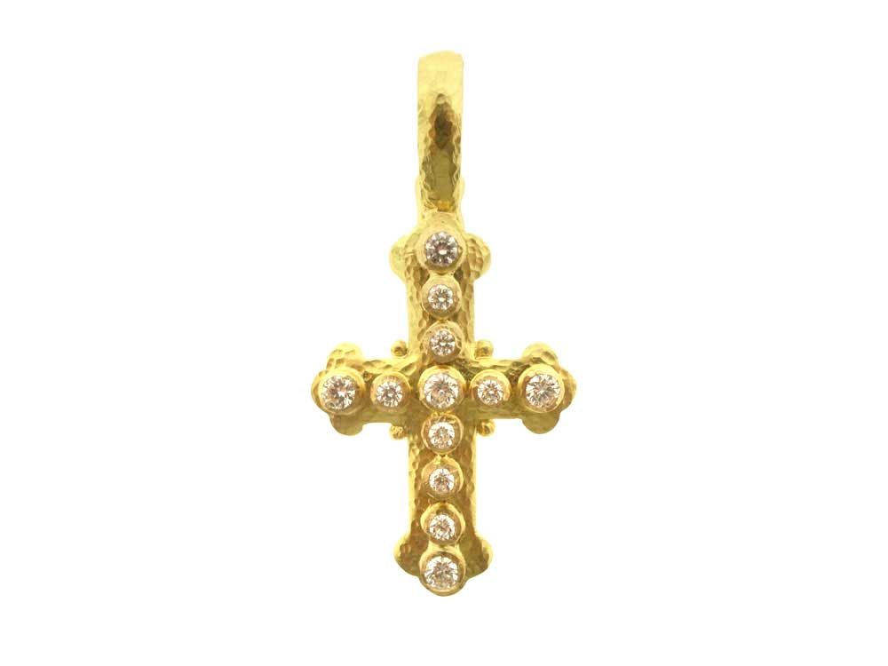 Elizabeth Locke Small Byzantine Cross With Diamonds