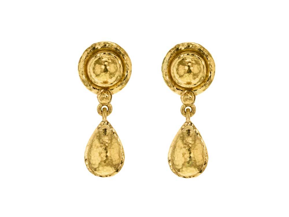 Elizabeth Locke Round Gold Dome And Pear-Shaped Gold Drop Stud Earrings