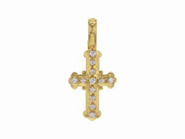 Elizabeth Locke Small Byzantine Diamond Cross Pendant