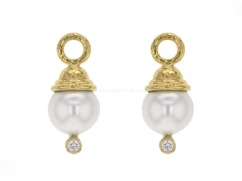 Elizabeth Locke Acorn-Capped Pearl And Diamond Earring Charms