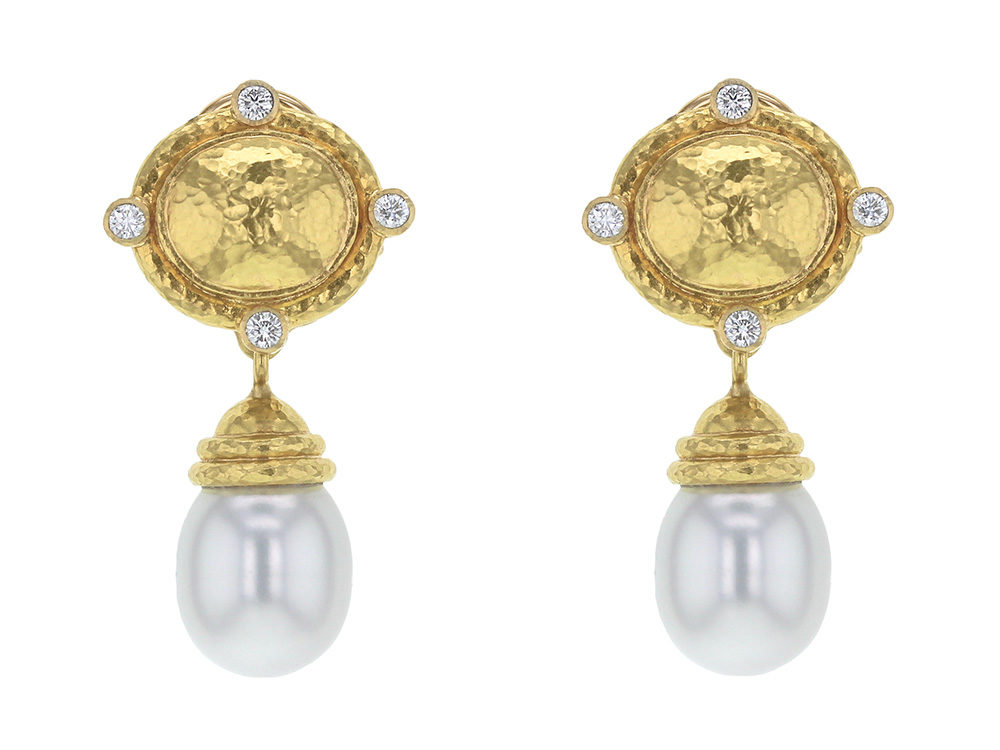 Honora Pearl Diamond and Emerald Gold Stud Earrings Fine Estate Jewelr -  Coach Luxury