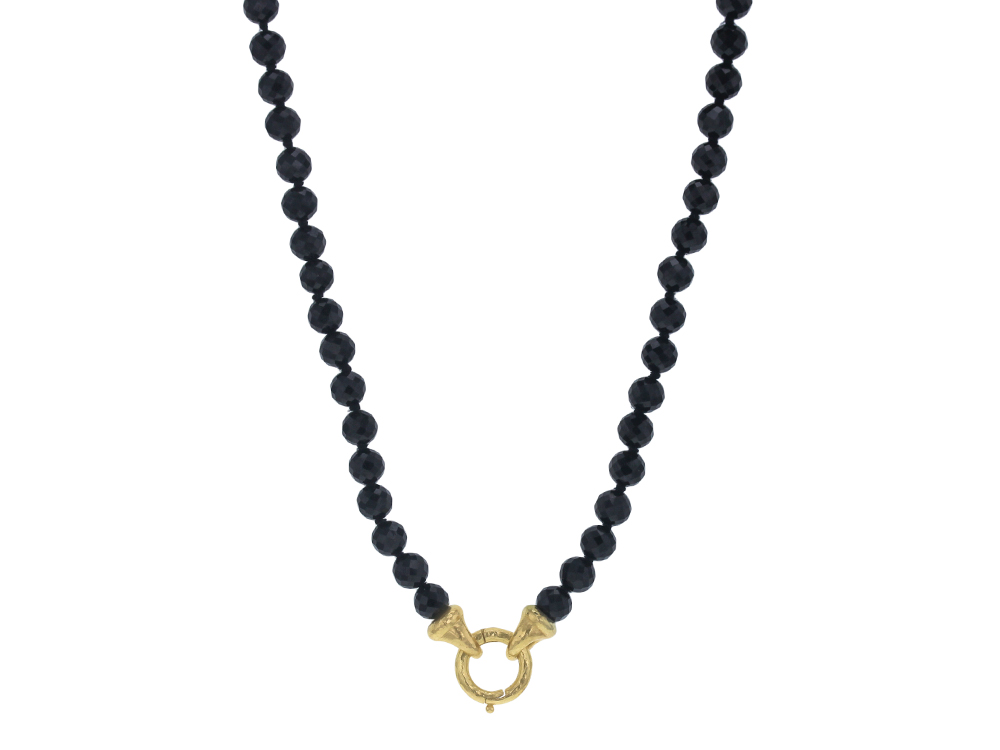 ◇BLACKPURPLE◇ Veritas rope necklace Pyrite and Black Spinel Knot Necklace – Lori Kaplan