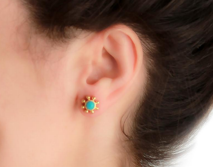 Buy Luxoro 10K Yellow Gold Premium Sleeping Beauty Turquoise Stud Earrings  1.00 ctw at ShopLC.