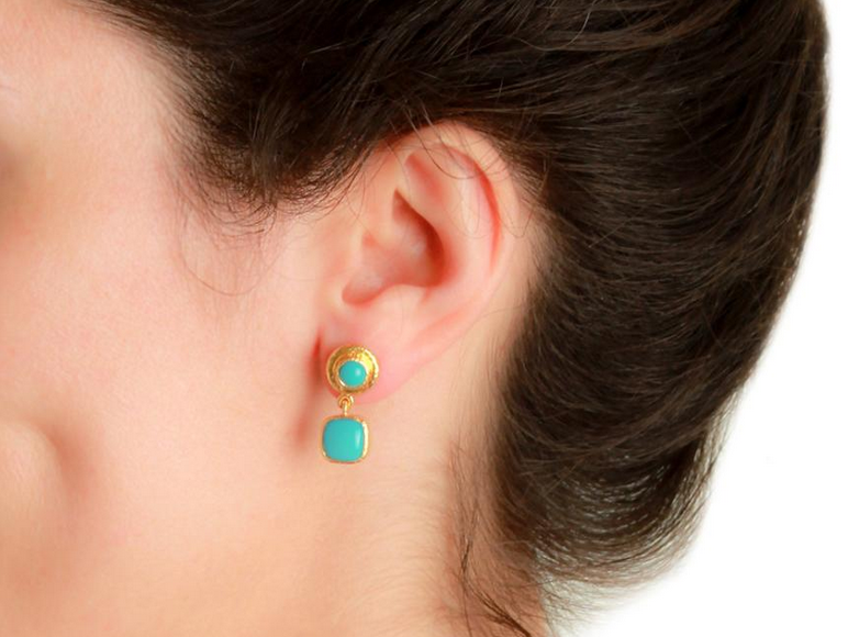 Round Turquoise Earrings – Amáli Jewelry