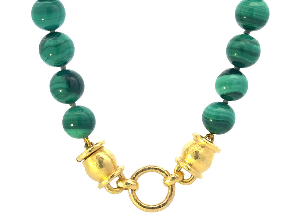 Buy African Malachite Beaded Necklace 18-22 Inches with Magnetic Clasp in  Rhodium Over Sterling Silver 419.00 ctw at ShopLC.